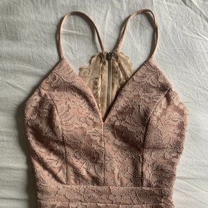 Windsor Pink Lace V-Neck A-Line Mini Dress Women's XS